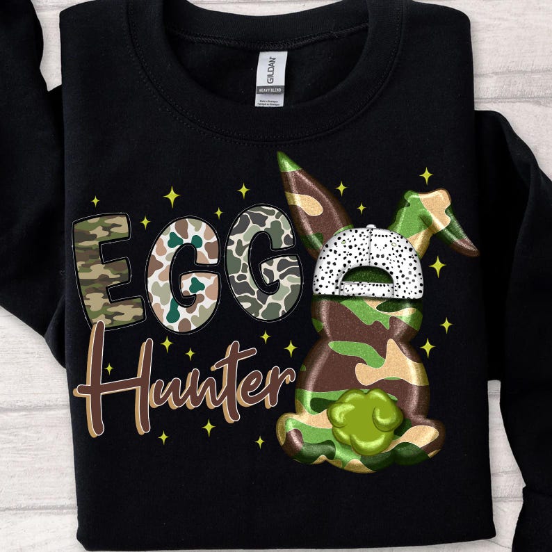 Egg Hunter Bunny Png, Camo Bunny Png, Boy Easter Bunny PNG, Retro Easter Png, Easter bunny png, camouflage easter png, Sublimation Design image 4