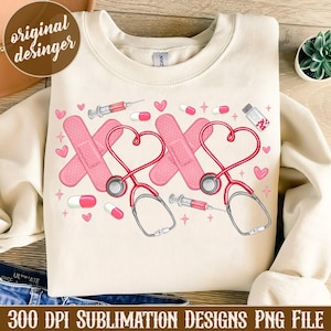 Xoxo Nurse Png, Valentine Nurse Png, Nurse Png, Heart Stethoscope png, Valentine Png, Retro Valentine Png,Nurse Life png ,Valentine coquette
