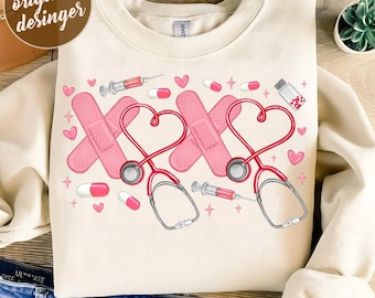 Xoxo Nurse Png, Valentine Nurse Png, Nurse Png, Heart Stethoscope png, Valentine Png, Retro Valentine Png,Nurse Life png ,Valentine coquette
