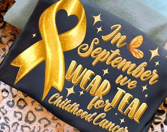 In September We Wear Gold Png,Childhood Cancer Awareness Png,Gold Ribbon Sublimation Design,Childhood Cancer Support Design