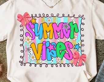 Summer Vibes PNG,Colorful Summer Sublimation,Summer PNG for Shirts,Bright Summer Design,Pastel Summer Design,Sunshine Vibes PNG File