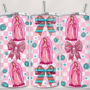 Our Lady Of Guadalupe Tumbler Wrap PNG Sublimation,Virgen de guadalupe sublimation, 20oz Wrap,20oz skinny tumbler png,Guadalupe Coquette Bow