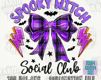 Spooky Witch Social Club Png, Halloween coquette bow Png, Halloween Png,Trending Coquette bow png,Spooky Vibes,Sublimate Design,Trending Png