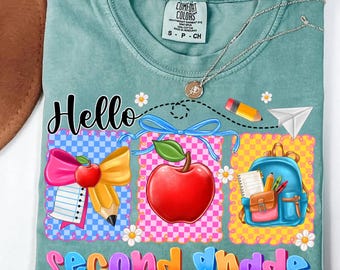 Second Grade PNG,Hello Second Grade Png,1st Grade Sublimation,Back to School PNG,Teacher Design,Second Day of School PNG,Digital Download