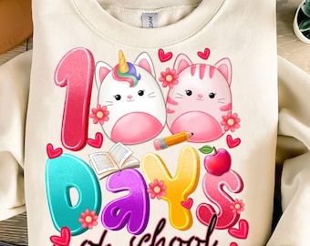 Squishmallow 100 Days of School PNG, Squishy png, 100 Days of School Coquette Png,Teacher 100 Days, Squishmallow Png, 100 Days Shirt Design