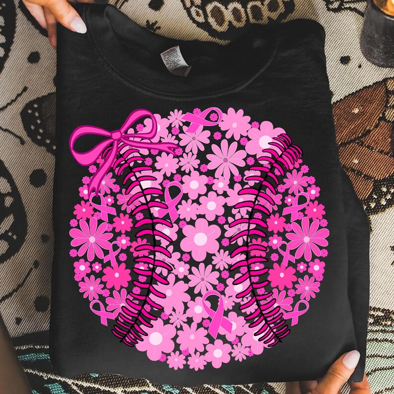 Breast Cancer Awareness Baseball Png,pink Ribbon Baseball Sublimation ...