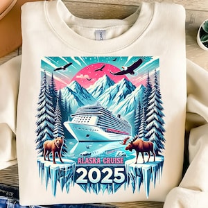 Alaska Cruise PNG,Cruise 2025 Sublimation,Alaska Vacation Shirt Design,Mountain Cruise Digital Art,Nature Wildlife PNG,Family Cruise 2025