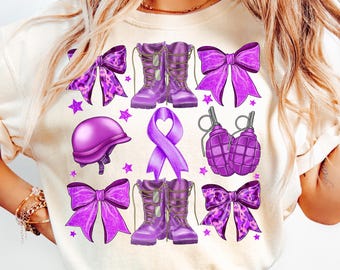 Purple Up Coquette PNG,Military Bow Sublimation,Purple Ribbon Awareness PNG,Military Child Month PNG,April Military Kids,Army Awareness