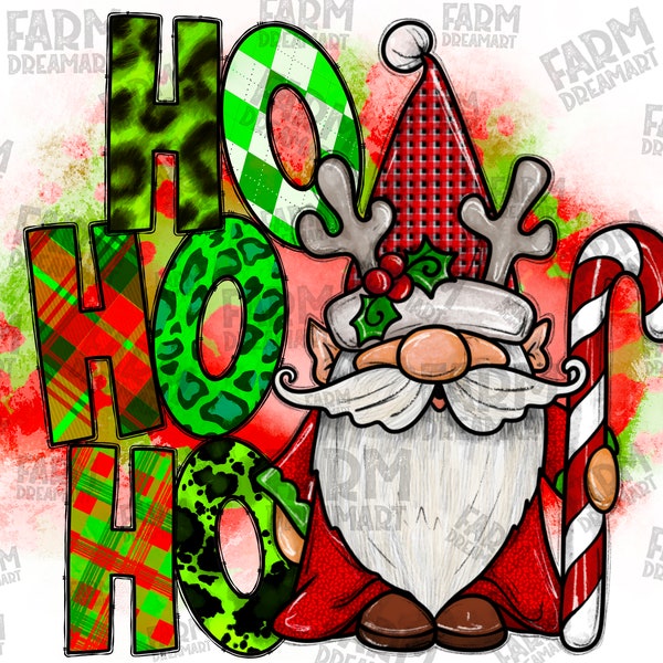 Ho Ho Ho Gnome Png, Christmas Png, Sublimation Design, Christmas Gnome Png, Gnome Sublimation Design, Hand Drawn Gnome Png, Digital Download