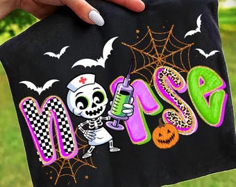 Nurse Skeleton Halloween Png,Halloween Nurse Sublimation Design,Spooky Nurse Png File,Nurse Life Halloween Design,Spooky Medical Nurse Png