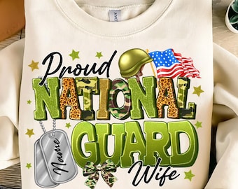 Proud National Guard Wife PNG,Military Wife Sublimation Design,Camouflage Wife PNG,Military Wife Sublimation,Dog Tag PNG
