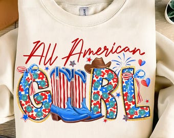 All American Girl Coquette PNG,4th of July Girl Sublimation,Patriotic Cowgirl PNG,Western Sublimation Design,USA Western Sublimation