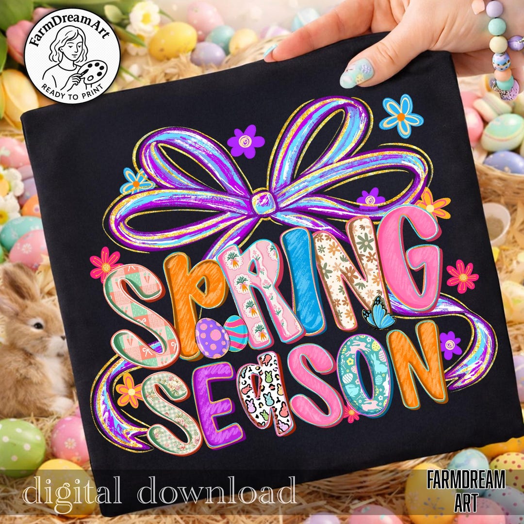 Spring Season Png, Spring Bow Png, Colorful Spring Design, Floral ...