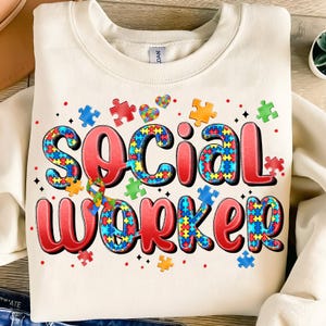 Autism Social Worker PNG,Autism Awareness Sublimation,Puzzle Piece Support Design,Social Worker Gift PNG,Therapist Appreciation PNG