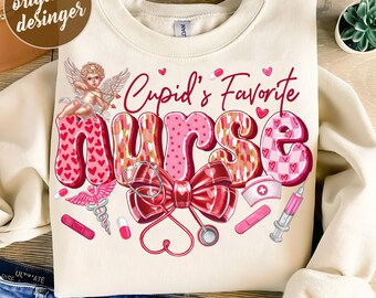 Cupid's favorite Nurse png, Nurse Valentine png, medical assistant png, Retro Valentine Png, Valentine Nurse coquette png, Xoxo Nurse png
