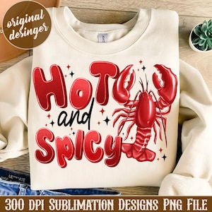 Hot and Spicy Png, Crawfish Png, Crawfish Boil PNG, Faux Sequin Crawfish Png, Trending Crawfish png, Digital png file, Sublimation Design