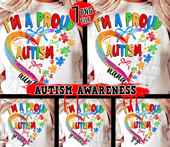 Autism Family Support Bundle PNG,I'm a Proud Autism Mama Heart Png, Autism Awareness PNG, Proud Autism Bundle Design,Autism Mama Sublimation