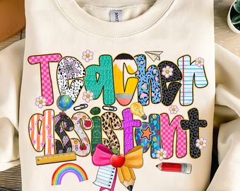 Teacher Assistant PNG,Teacher Appreciation Sublimation,Back To School Design,Teacher Life Sublimation File,School Supplies Digital Download