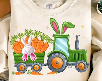Easter Tractor PNG,Bunny Carrot Farm Design,Carrot Truck Sublimation,Easter Bunny Clipart,Bunny Tail Carrot Patch,Farm Truck Bunny PNG
