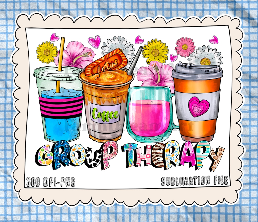 Coffee Group Therapy Coffee Drinks Clipart, Instant Download, Sublimation Graphics, PNG ,group