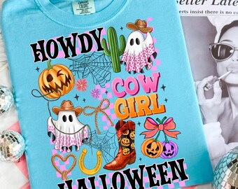 Howdy Cowgirl Halloween PNG,Western Ghost Sublimation,Spooky Cowboy Boot PNG,Cute Cowgirl Ghost Clipart,Preppy Cowgirl Sublimation