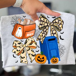 Halloween Postal Worker Design,Mail Carrier Halloween Sublimation,Cute Mailman Halloween Design,Ghost Bow PNG,Halloween Bow Sublimation bild 3