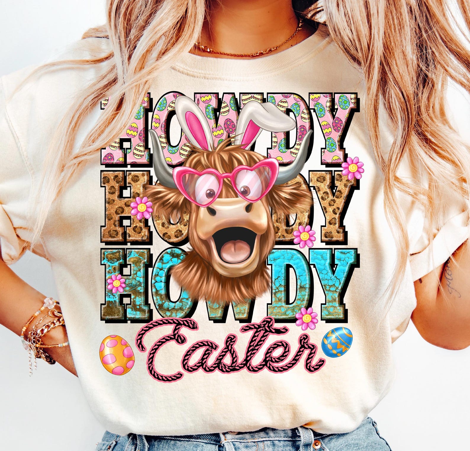 Spring Howdy Howdy Easter Png,highland Cow Easter Png,howdy Easter Shirt Design ...