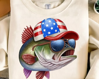 American Flag Fish Sublimation,Patriotic Fish Png,4th of July Fishing Design,USA Fisherman PNG,Cool Bass Fishing PNG,Red White Blue Fish Png