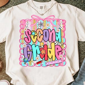 Second Grade PNG,2nd Grade Sublimation,Back to School PNG,Second Grade Teacher PNG,Grade Level Sublimation,School Coquette Bow Design