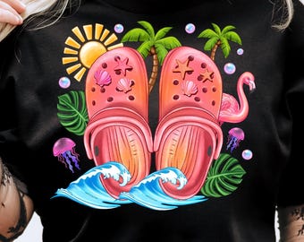 Beach Crocs PNG,Summer Shoes Sublimation,Tropical Vacation Design,Summer Vibes Design,Ocean Design,Beach Vacation Design,Summer Sublimation