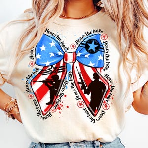Honor the Brave PNG,Military Sublimation Design,Patriotic Soldier Coquette PNG,Veterans Day PNG,Red White Blue Military,Army Coquette Bow