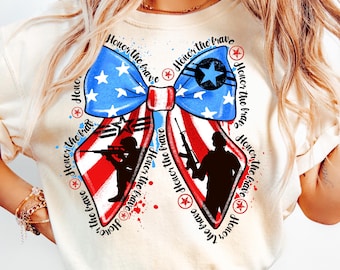 Honor the Brave PNG,Military Sublimation Design,Patriotic Soldier Coquette PNG,Veterans Day PNG,Red White Blue Military,Army Coquette Bow