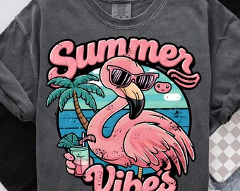 Summer Vibes Flamingo PNG,Filamingo Sublimation Design,Palm PNG,Girly Summer Design,Sunset Design,Summer Lover Design,Summer Coquette