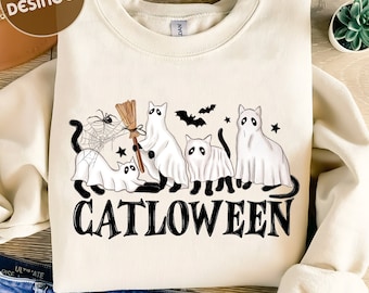 Catloween Png, Black Cat Halloween Png, Ghost Cat Png, Halloween Png, Halloween Cat Shirt png, Retro Halloween,Sublimate Design,Trending Png