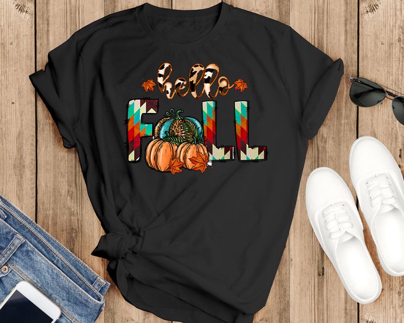 Hello Fall Png Sublimation Design Fall Pumpkin Pngwestern - Etsy