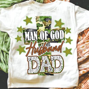 Man of God PNG,Husband Dad Shirt Design,Christian Dad Sublimation,Faith Based Dad PNG,Father’s Day Religious Design,Camouflage Cross PNG