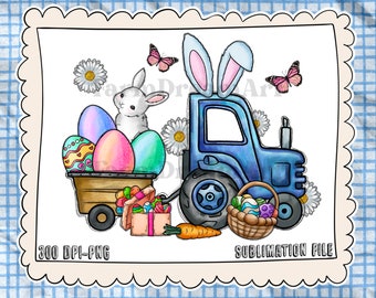 Easter bunny tractor png sublimation design download, Easter Day png, Easter bunny png, Easter tractor png, sublimate designs download