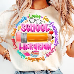School Librarian PNG, Librarian Digital Download, Library Books School Design, Back To School Librarian, Library Sublimation Design