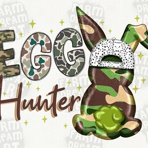 Egg Hunter Bunny Png, Camo Bunny Png, Boy Easter Bunny PNG, Retro Easter Png, Easter bunny png, camouflage easter png, Sublimation Design image 2