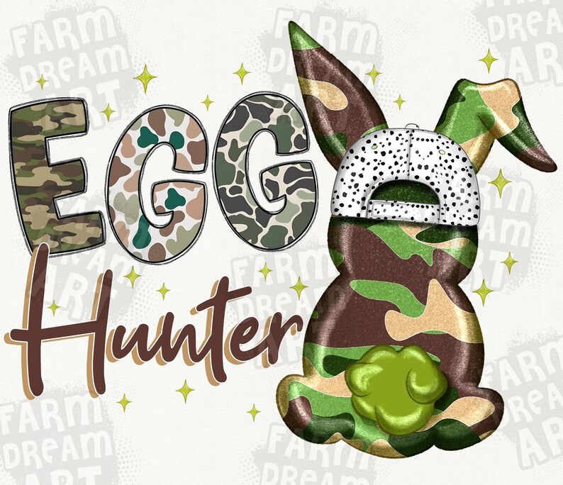 Egg Hunter Bunny Png, Camo Bunny Png, Boy Easter Bunny PNG, Retro Easter Png, Easter bunny png, camouflage easter png, Sublimation Design image 2
