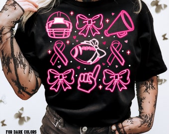 Neon Football Pink Out png, Breast Cancer PNG, Pink ribbon Png, Neon Breast Cancer png,Neon Pink png,Pink out sublimation design, Cancer png