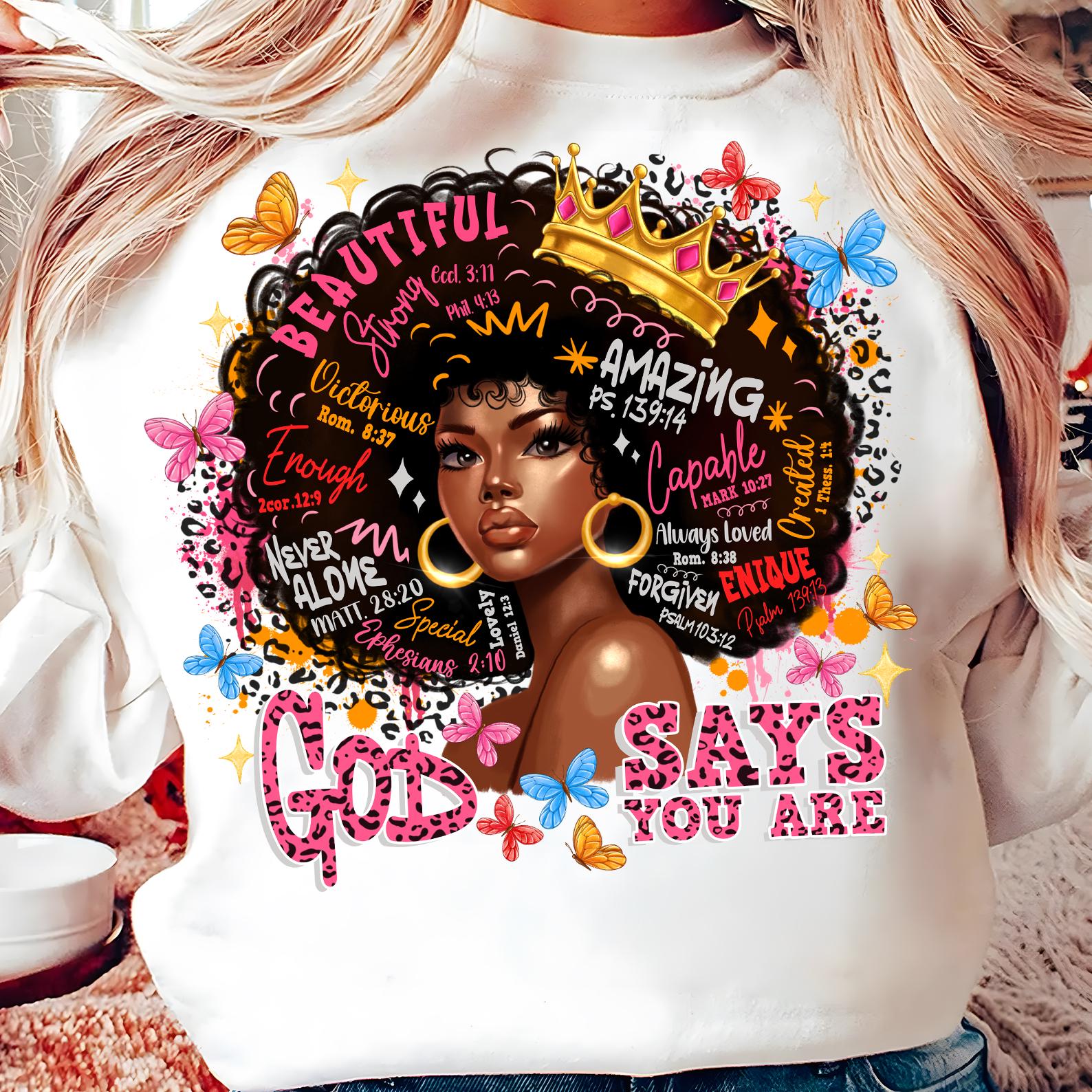 God Says You Are Png Sublimation, Black Women Png, Christian Png, Afro ...