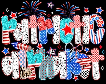 Patriotic Alphabet PNG,USA Themed Letters Sublimation,4th of July Alphabet Clipart,American Flag Font PNG,July Fourth Text Design