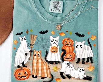 Halloween Cat PNG,Ghost Cat Sublimation,Spooky Cat Png,Halloween Sublimation PNG,Pumpkin Cat Design,Black Cat PNG,Cute Halloween Cat Png