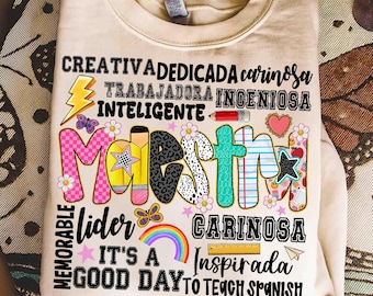 Maestra Png,Teacher Sublimation Png,Spanish Teacher PNG,Maestra Shirt Design,Cute Teacher PNG File,Back to School PNG,Teacher Life Png