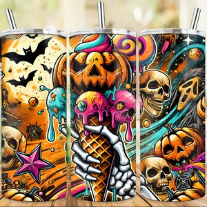 Halloween Ice Cream 20 oz Tumbler Png Sublimation Design, Halloween 20oz Skinny Tumbler PNG, Spooky Ice Cream png, Spooky Vibes, Digital PNG