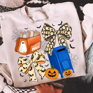 Halloween Postal Worker Design,Mail Carrier Halloween Sublimation,Cute Mailman Halloween Design,Ghost Bow PNG,Halloween Bow Sublimation bild 2
