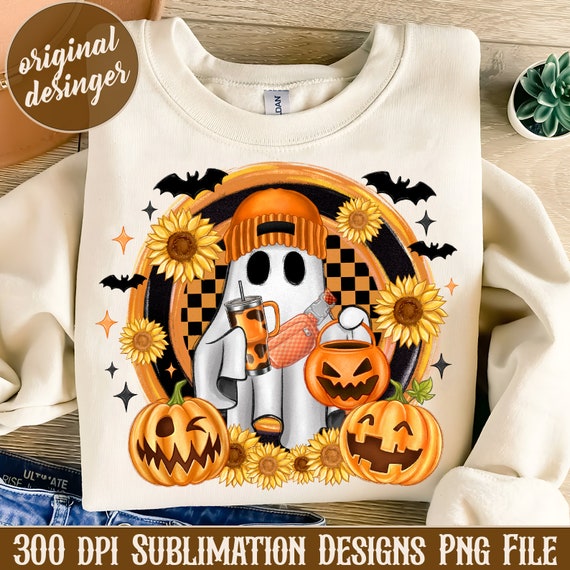 Boo-Jee Halloween Ghost Png, Checkered Halloween Pumpkin Png, Bougie, Coffee Ghost PNG, Cute Ghost Png, Halloween Mama Png, Sublimate Design