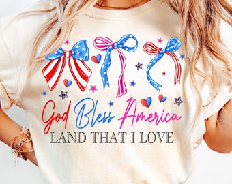 God Bless America Coquette Png,4th of July Sublimation,Patriotic Bow PNG,USA Flag Bow Design,American Pride PNG,July 4th God Bless America