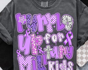 Purple Up PNG,Military Kids Sublimation,Month of the Military Child Design,Purple Ribbon Support PNG,Military Child Awareness PNG